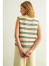 Miou Muse W Striped Knit Vest GREEN / NAVY