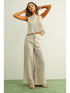 Miou Muse W Jacquard Linen Pant WHITE / STONE