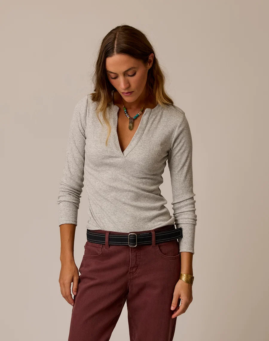 Carve Designs W Ever Henley HEATHER GREY