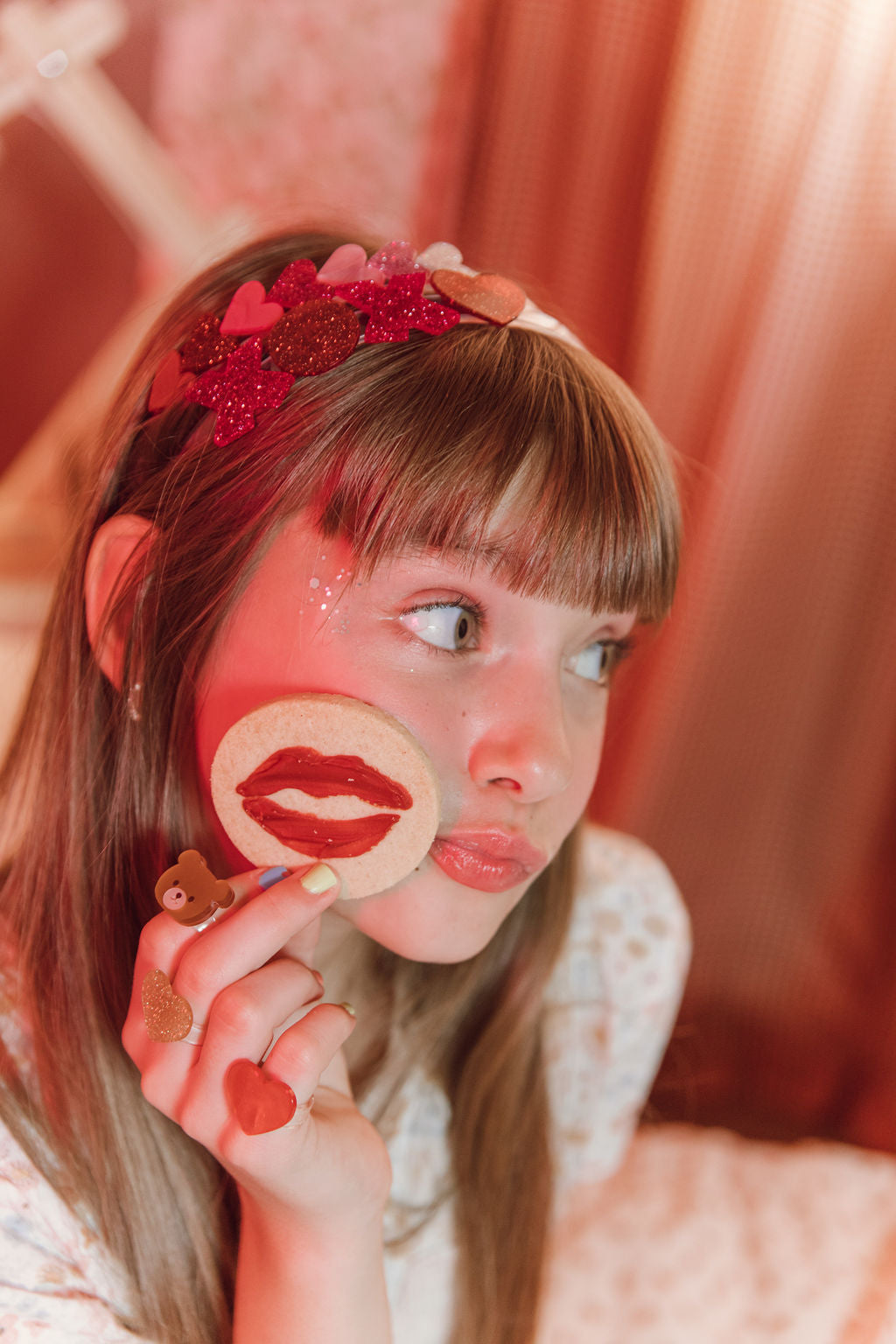 Lilies & Roses Mini Hearts Headband RED GLITTER