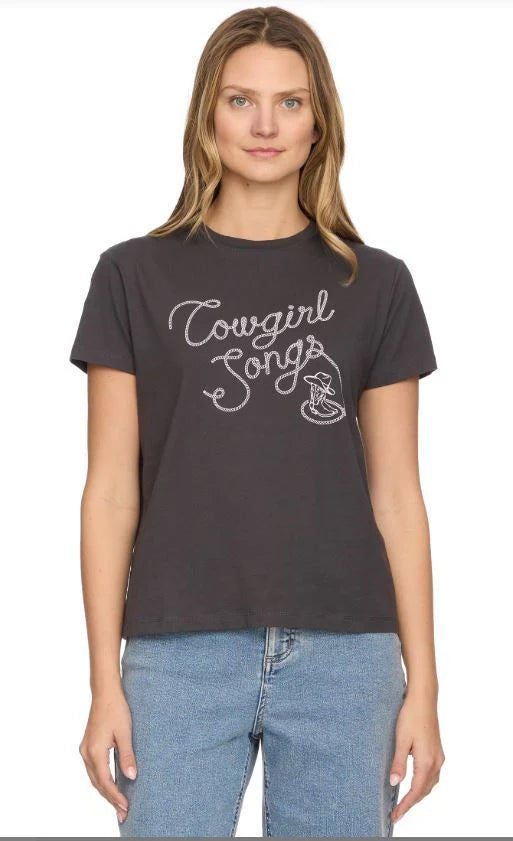 Flag & Anthem W SS Cowgirl Songs Tee BLACK