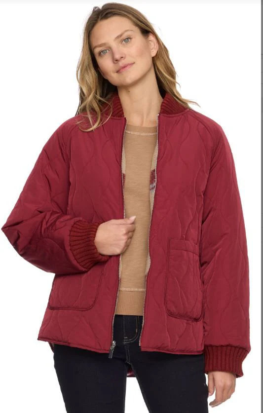 Flag & Anthem W Anniston Reversible Quilted Bomber RED / WHITE