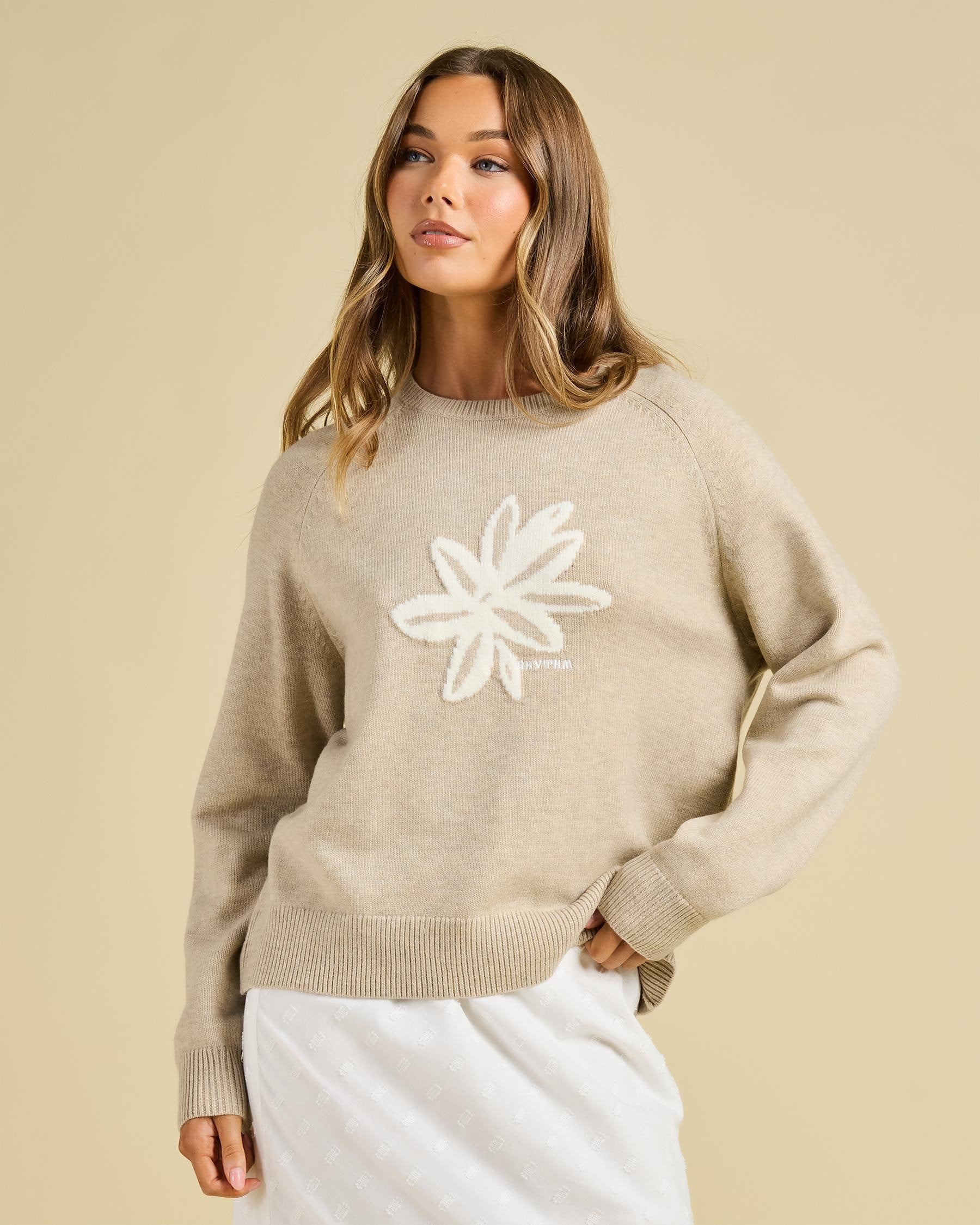 Rhythm W Sanctuary Crew Neck Knit Jumper TAUPE