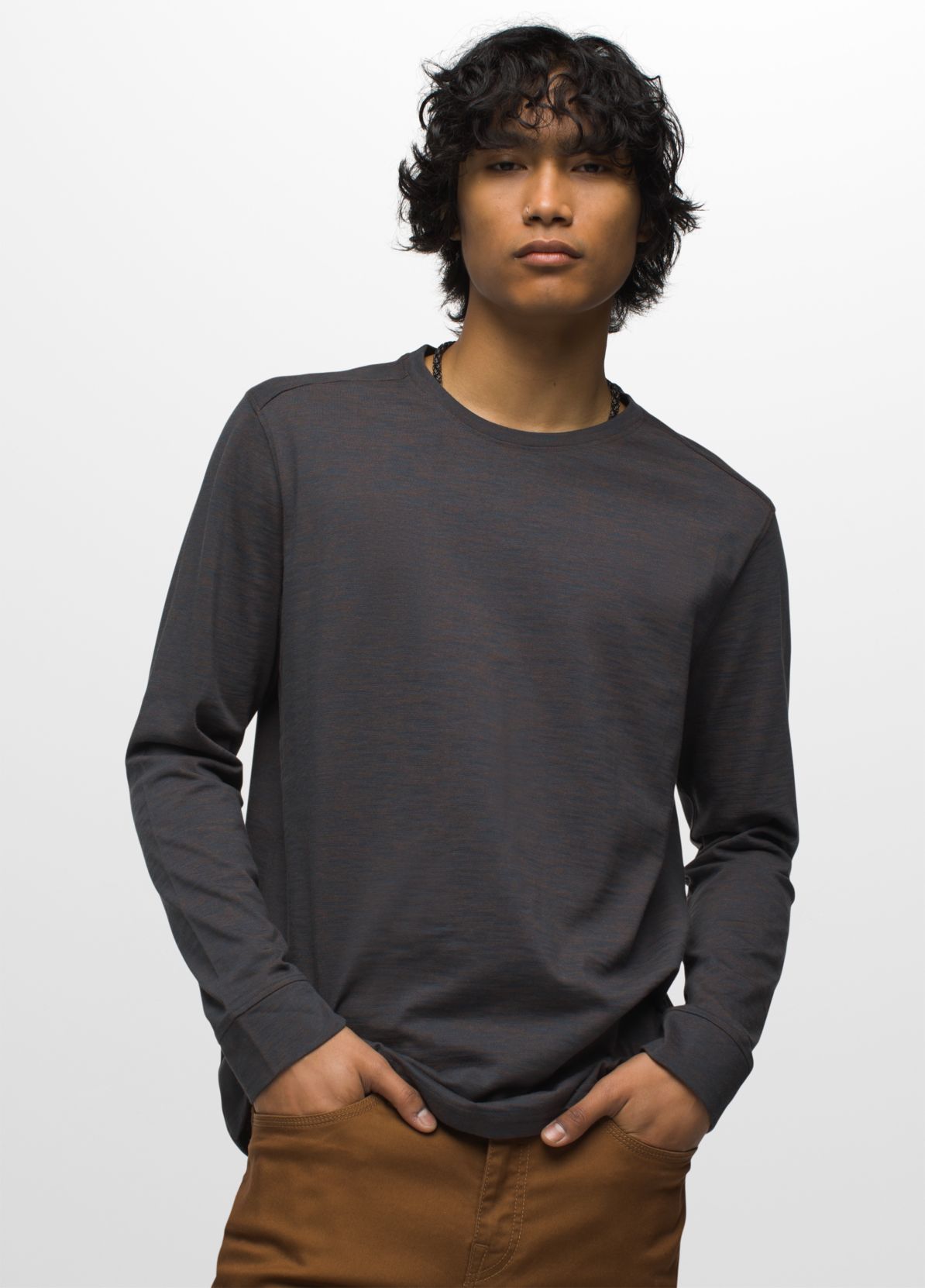 prAna M LS Ronnie Crew II DARK SKY HEATHER