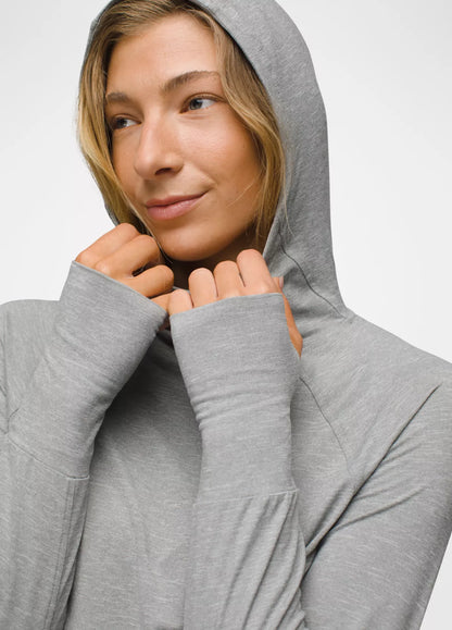 prAna W LS Sol Searcher Sun Hoodie HEATHER GREY