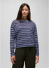 prAna W LS Cozy Up Crew CAPULET BLUE STRIPE