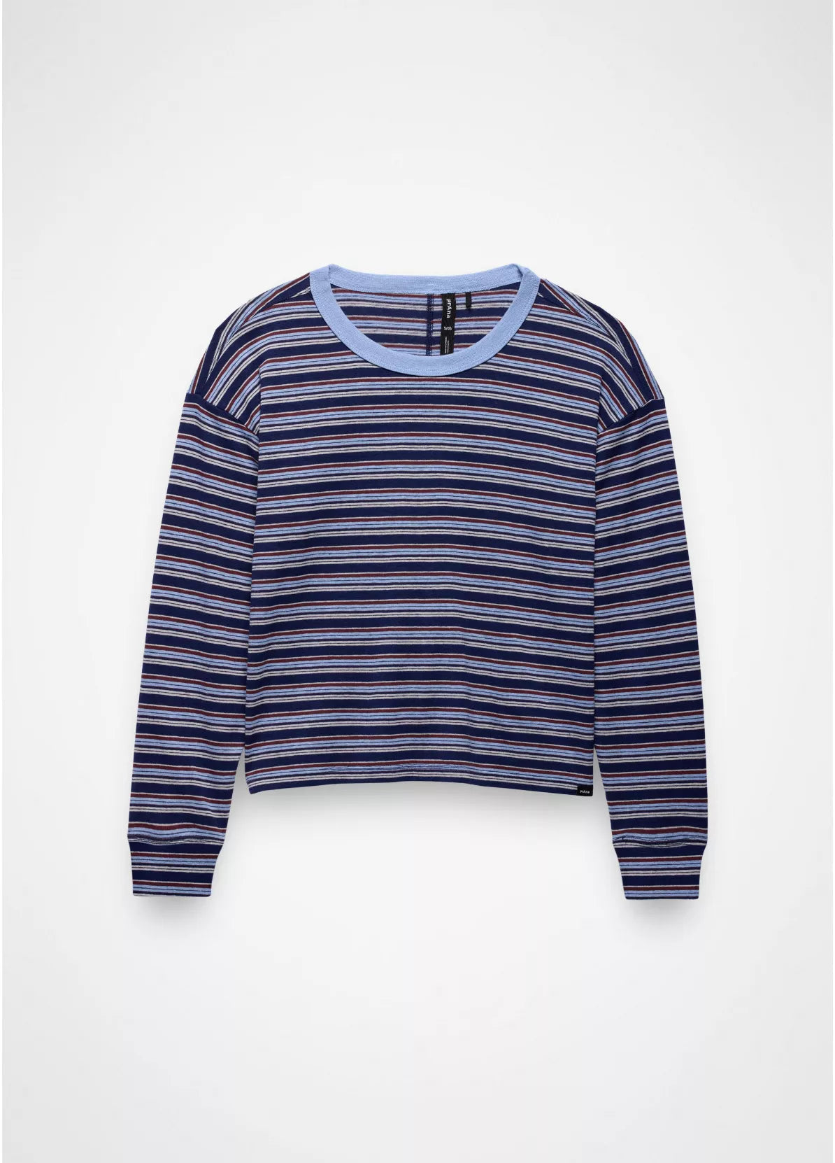 prAna W LS Cozy Up Crew CAPULET BLUE STRIPE