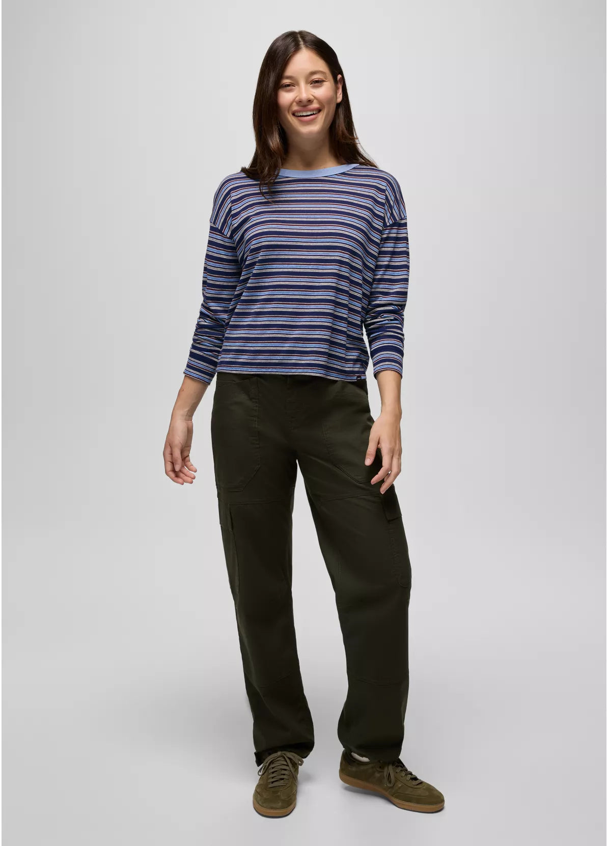 prAna W LS Cozy Up Crew CAPULET BLUE STRIPE