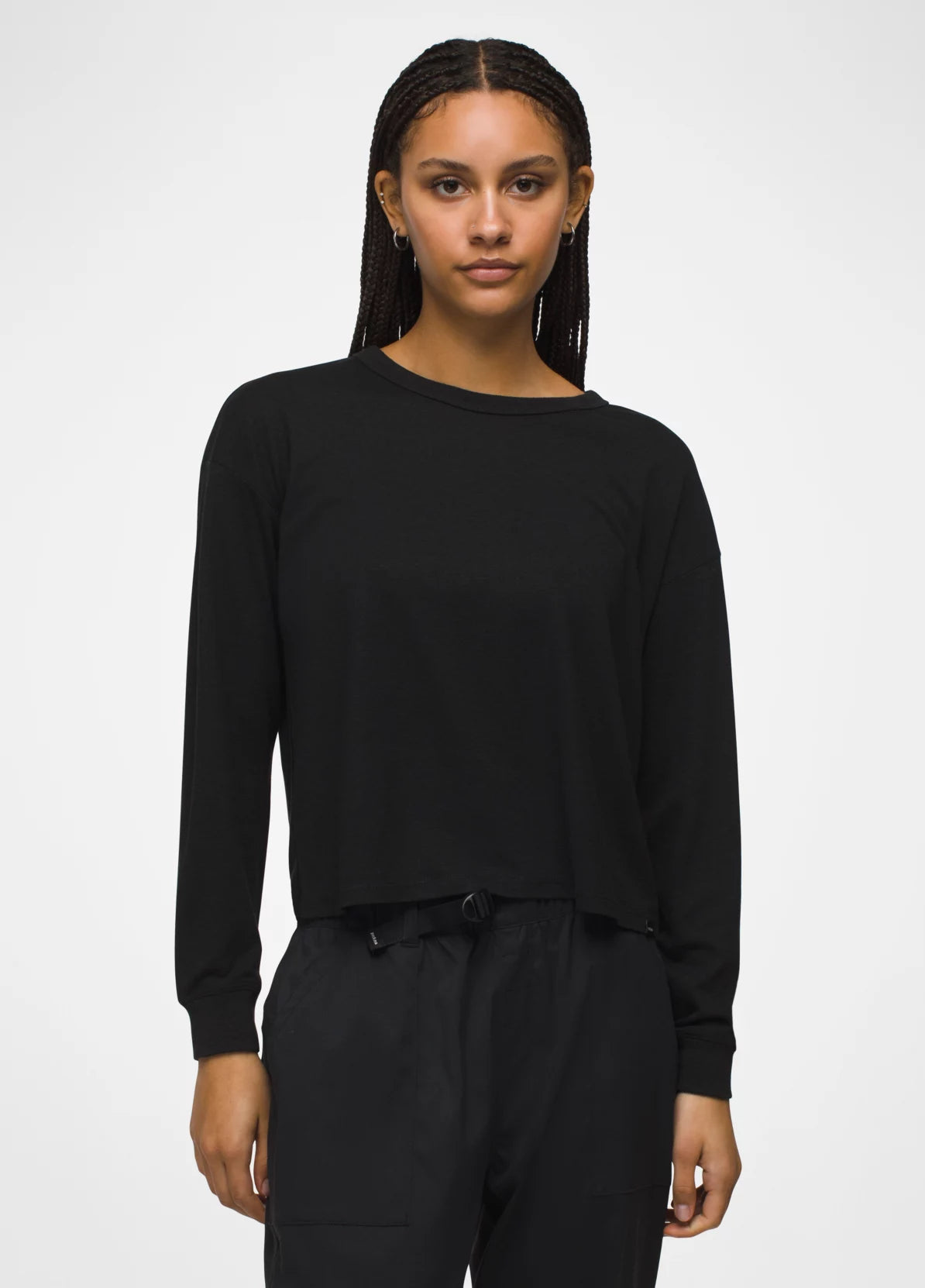 prAna W LS Cozy Up Mock Neck BLACK