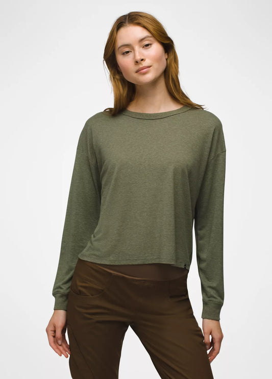 prAna W LS Cozy Up Crew RYE GREEN