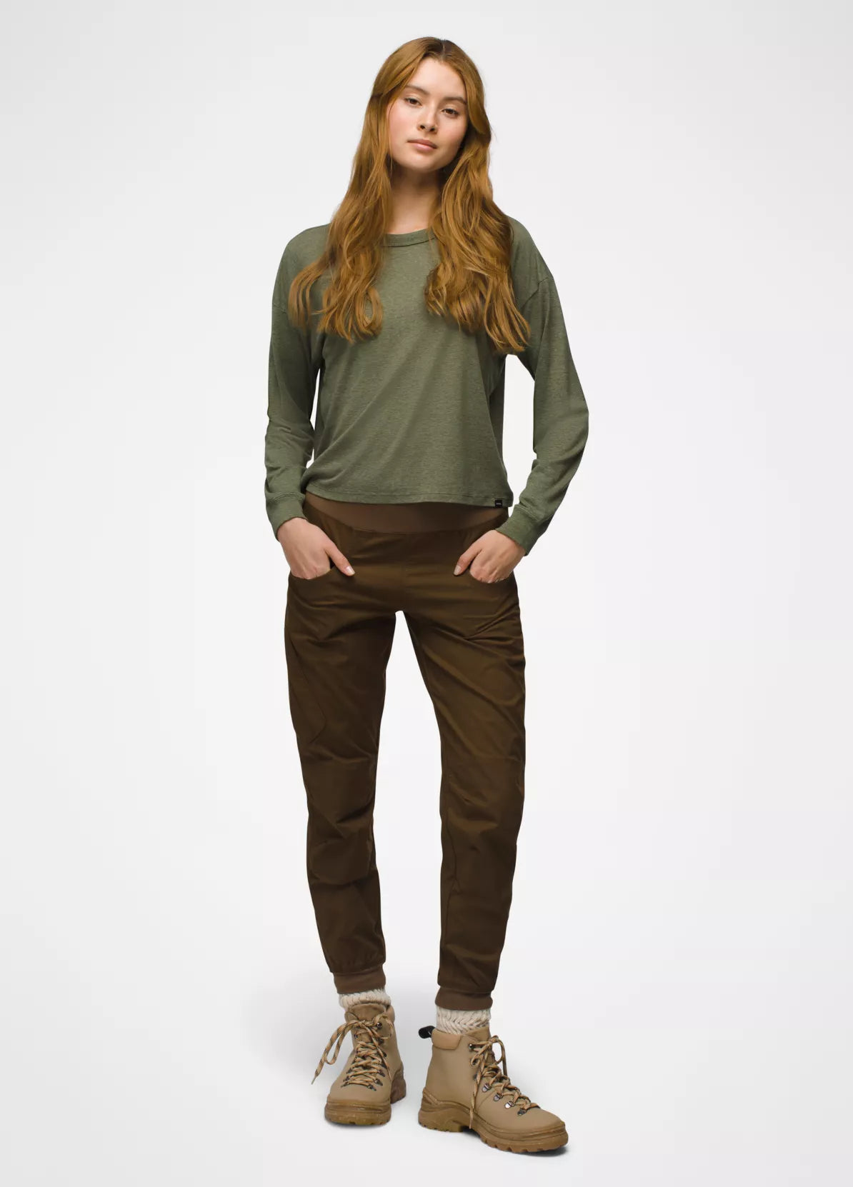 prAna W LS Cozy Up Crew RYE GREEN