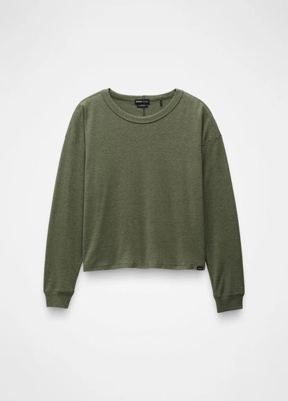 prAna W LS Cozy Up Crew RYE GREEN