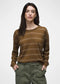 prAna W LS Cozy Up Crew SEPIA STRIPE