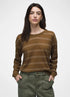 prAna W LS Cozy Up Crew SEPIA STRIPE