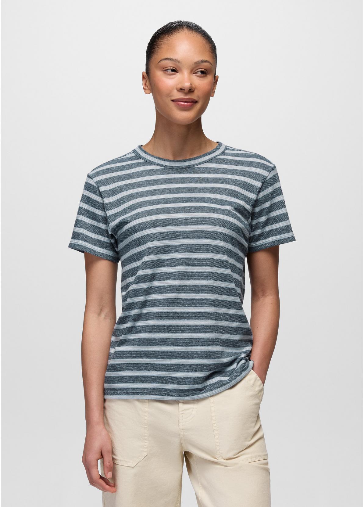 prAna W SS Cozy Up Crew GLACIER SKIES STRIPE