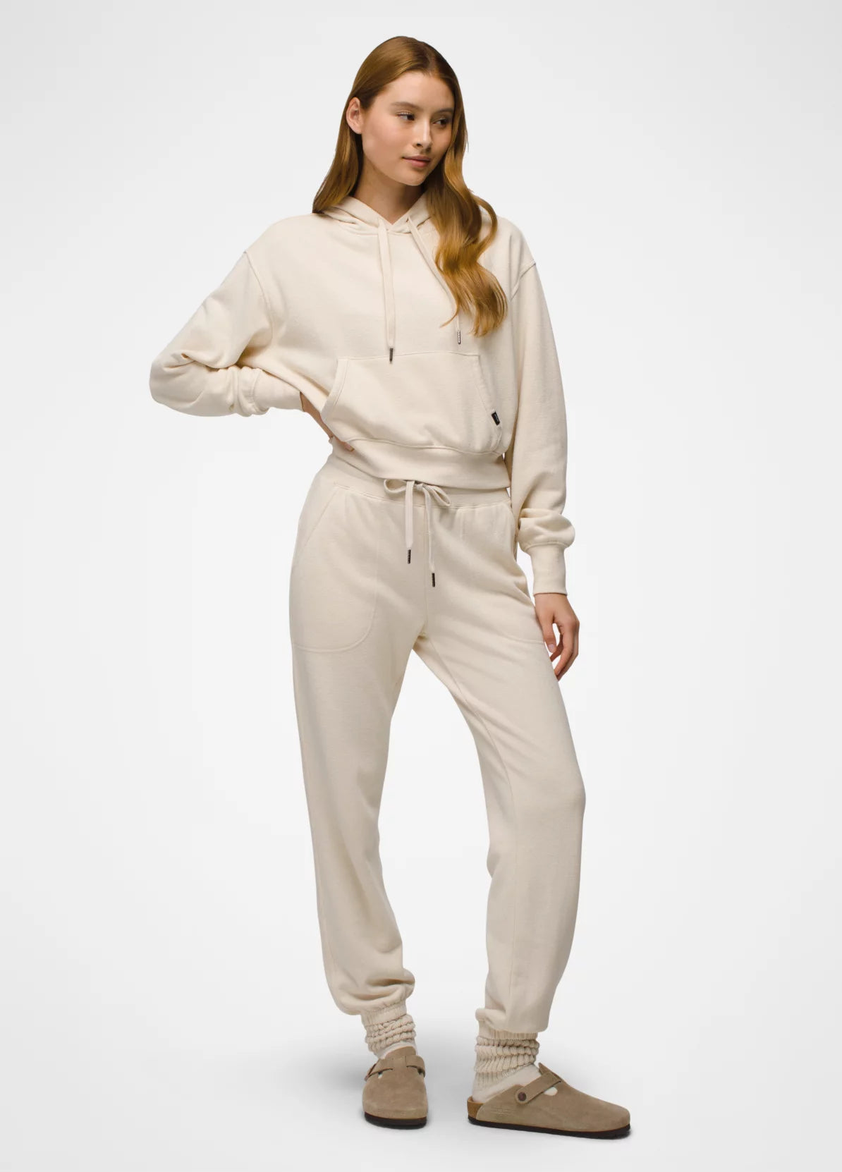 prAna W Cozy Up Crop Hoodie CANVAS HEATHER