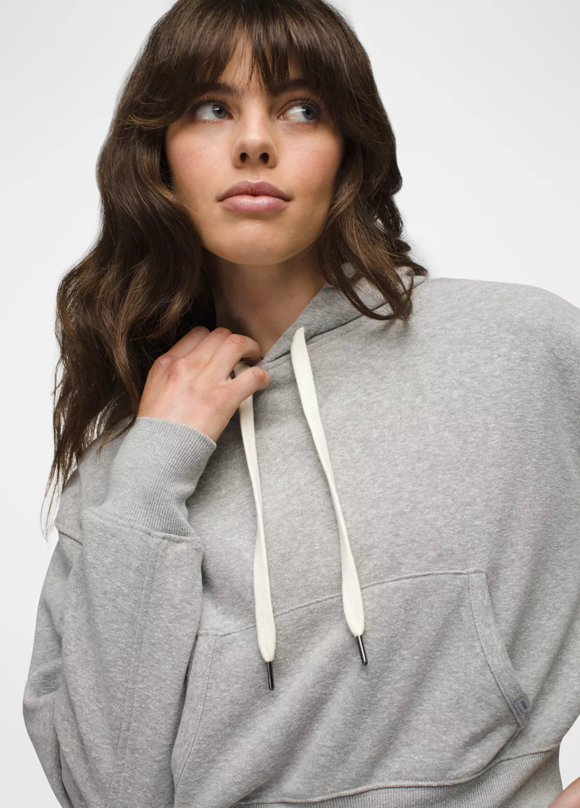 prAna W Cozy Up Crop Hoodie HEATHER GREY