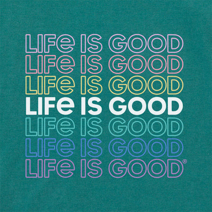 Life is Good W LS Boxy Tee Multi Stack SPRUCE GREEN