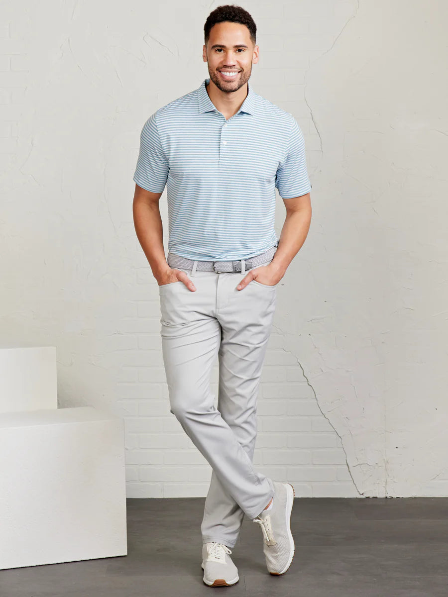 Tasc M Cloud Polo GEYSER HEATHER / WHITE STRIPE