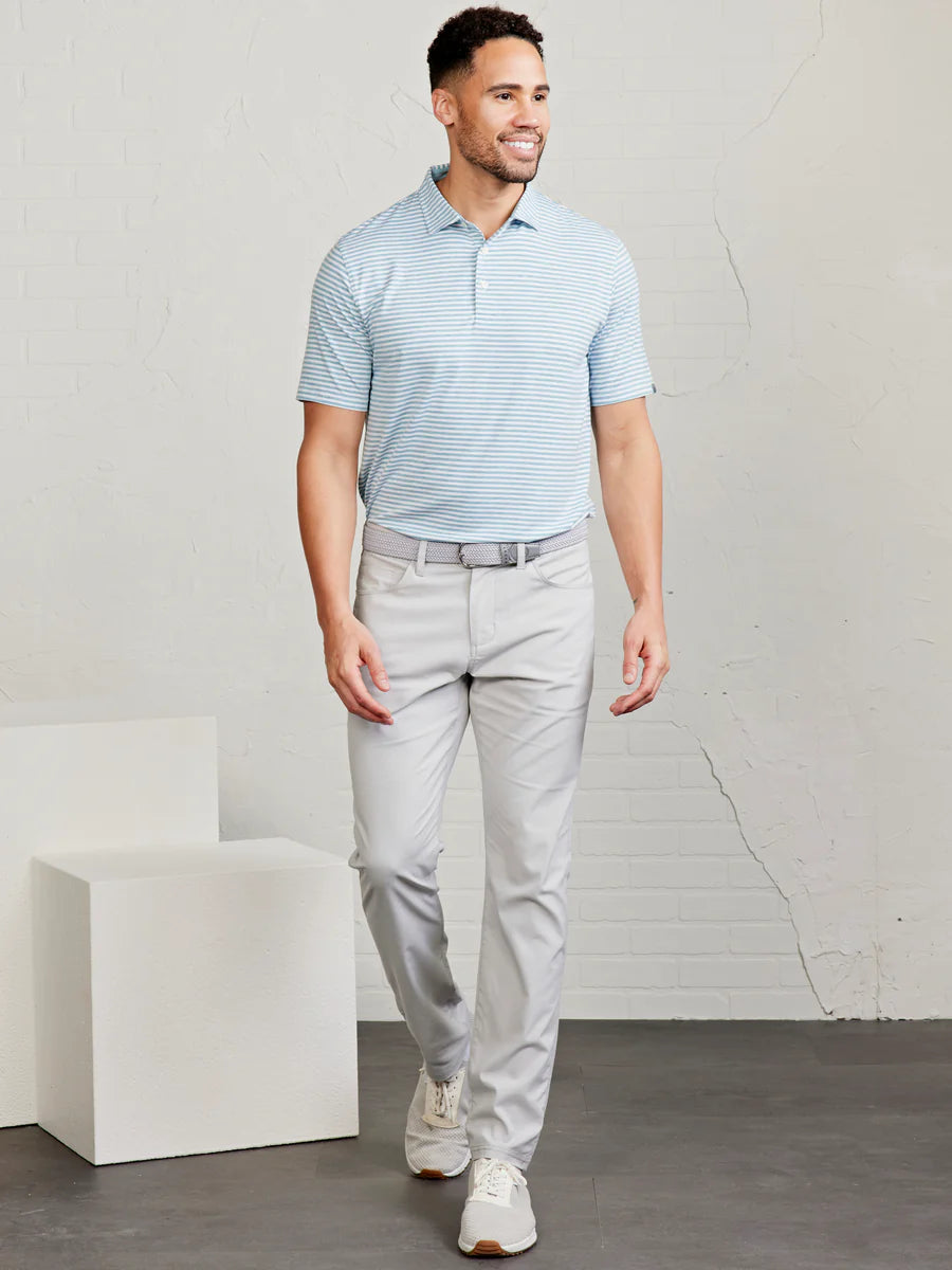 Tasc M Cloud Polo GEYSER HEATHER / WHITE STRIPE