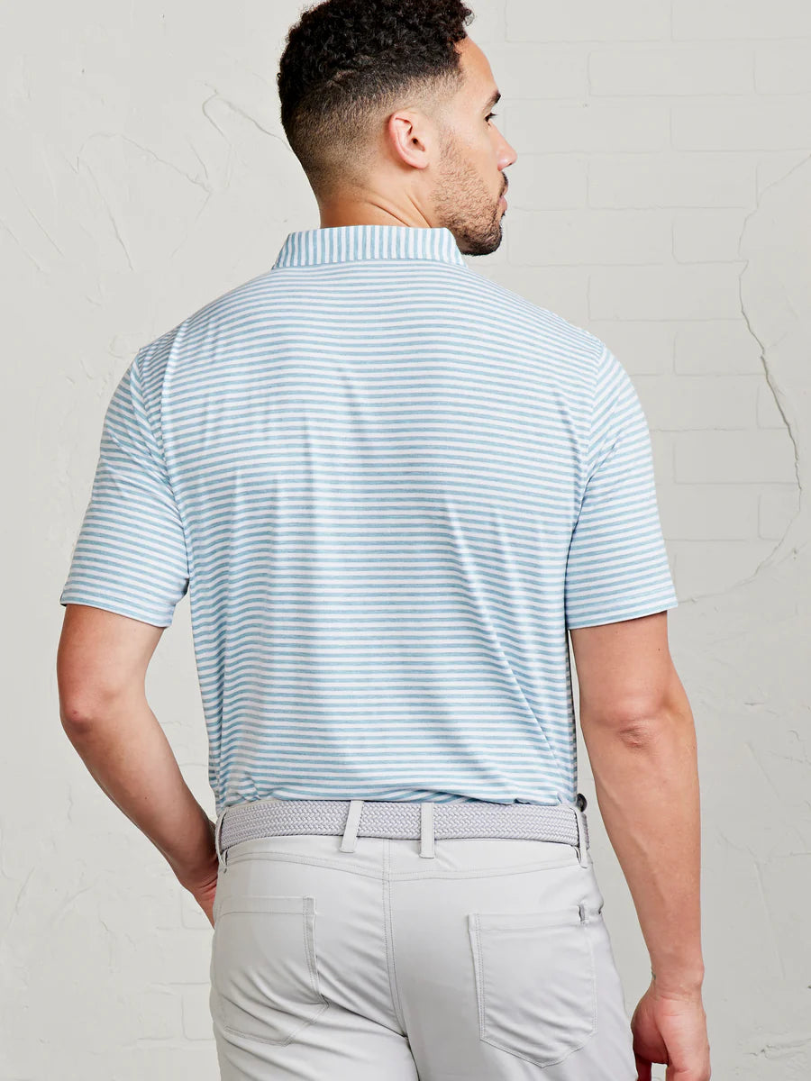 Tasc M Cloud Polo GEYSER HEATHER / WHITE STRIPE