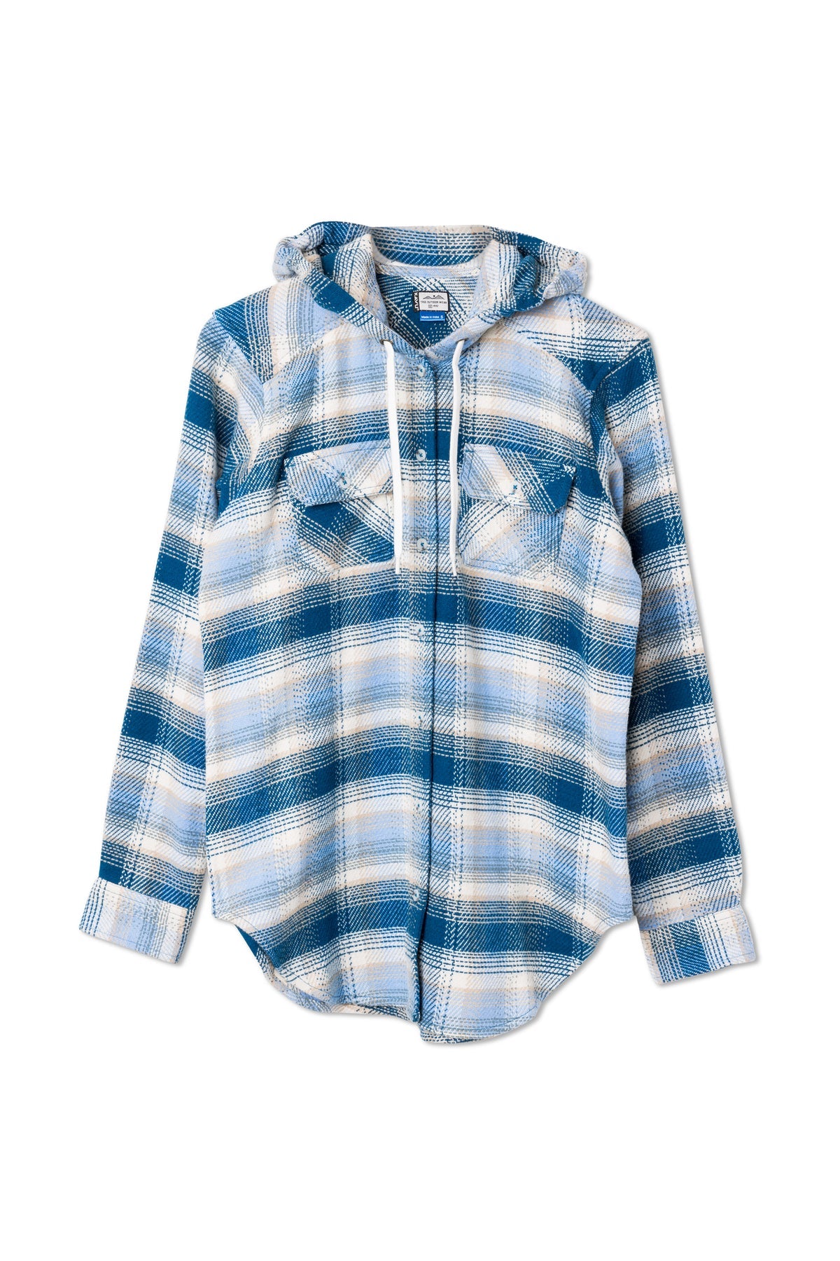 KAVU W Jess Flannel Hoodie BLUE HORIZON