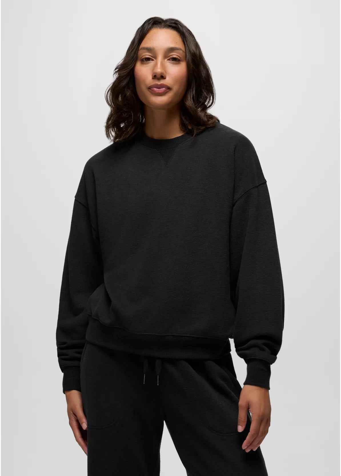 prAna W Cozy Up Crew Sweatshirt BLACK