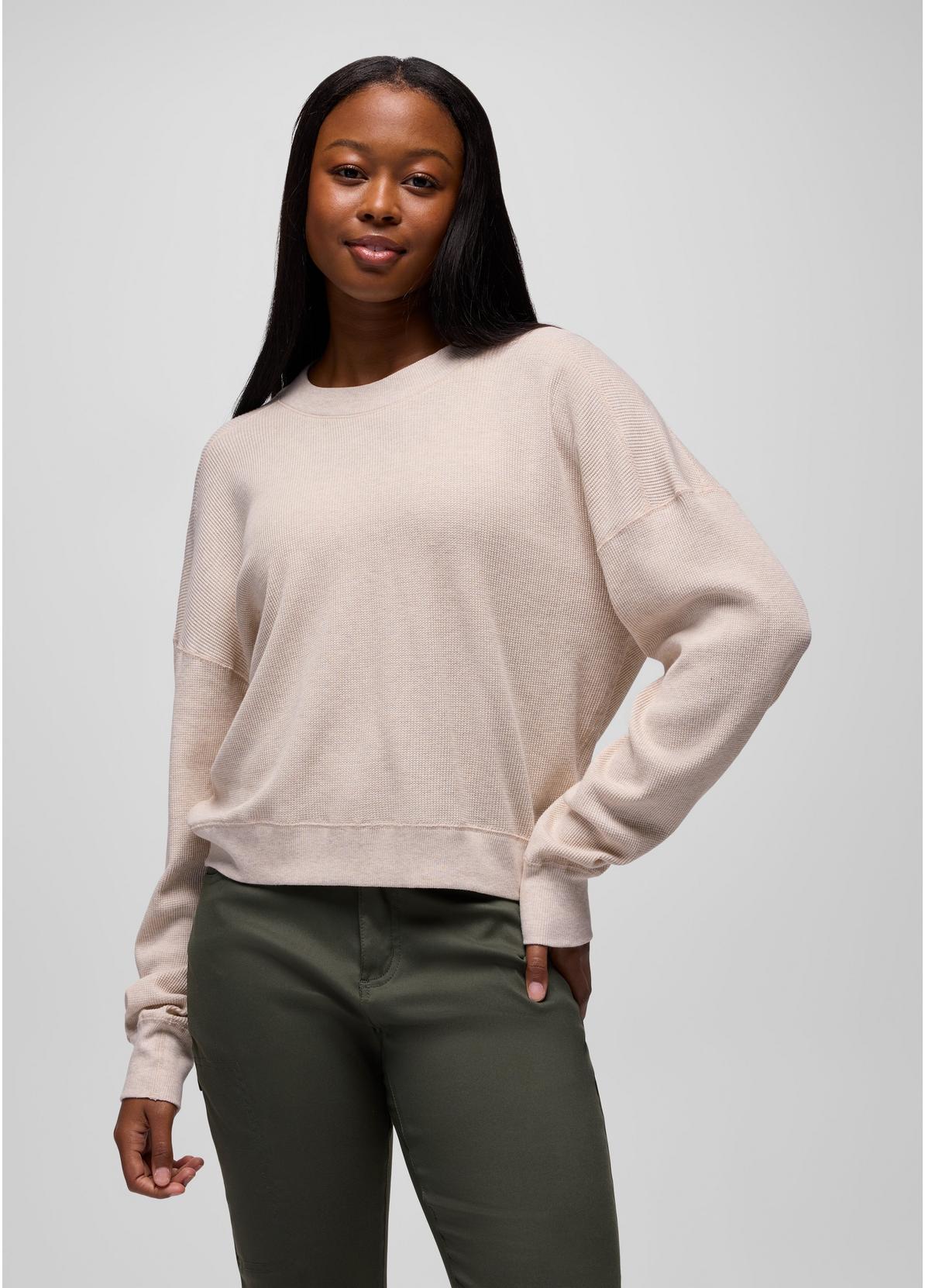 prAna W LS Touchstone Crew OATMEAL HEATHER