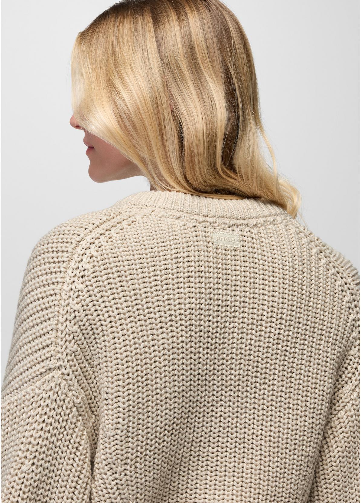prAna W Sunday River Short Cardigan BEACH PEBBLE
