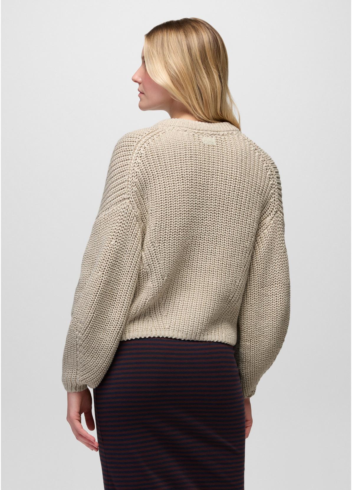 prAna W Sunday River Short Cardigan BEACH PEBBLE