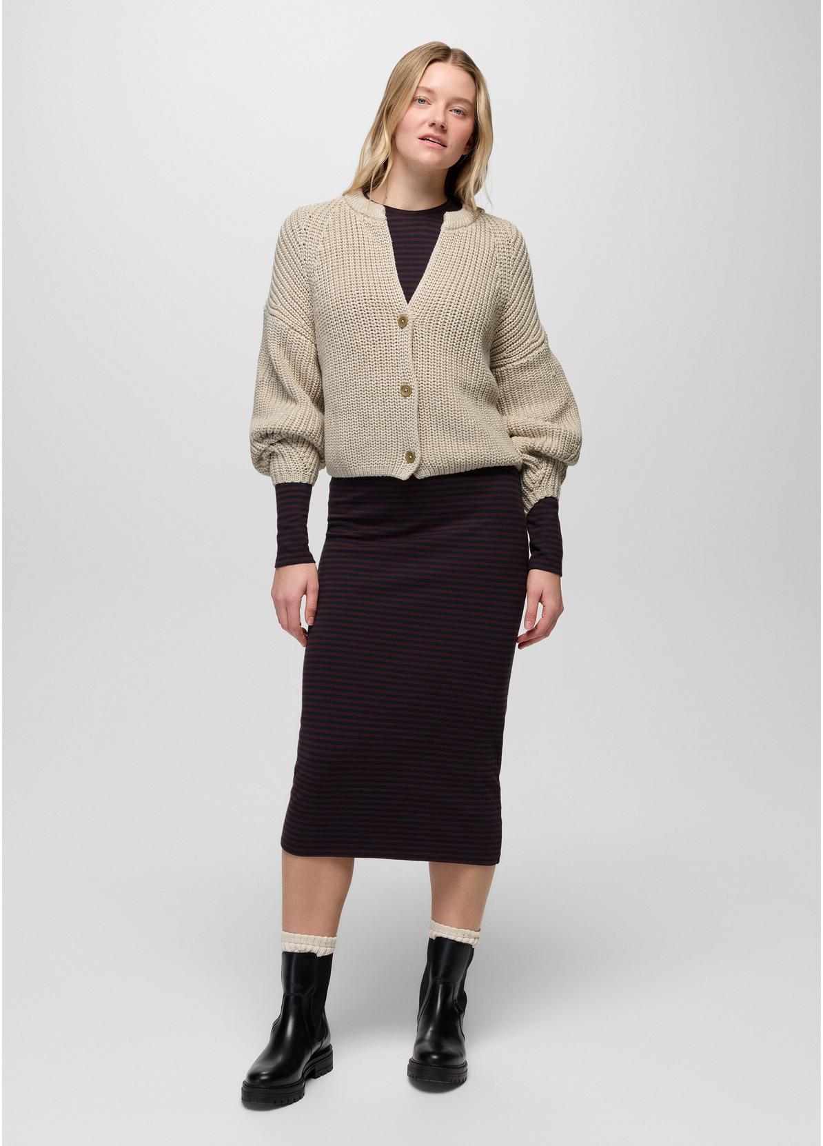 prAna W Sunday River Short Cardigan BEACH PEBBLE