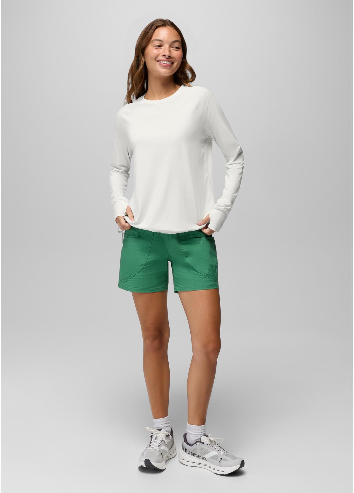 prAna W LS Eileen Cinch Top WHITE