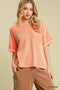 Umgee W Textured Knit Boxy Cut Top TANGERINE