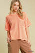 Umgee W Textured Knit Boxy Cut Top TANGERINE