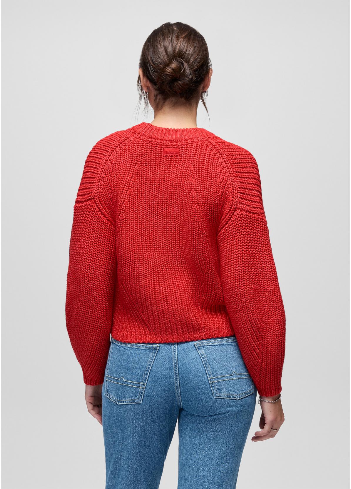 prAna W Sunday River Sweater Crewneck Sweater RED