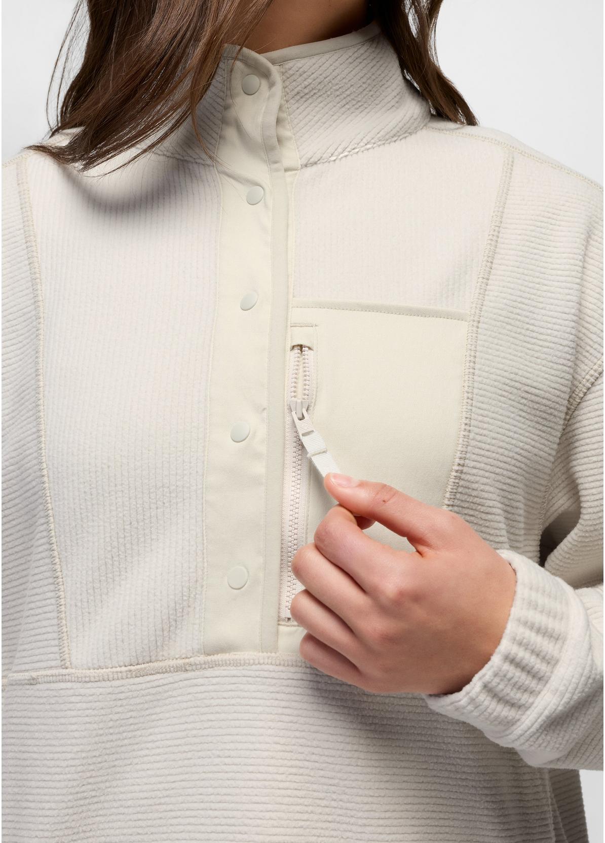 prAna W Stretch Zion Fleece 1/2 Snap Pullover BEACH PEBBLE