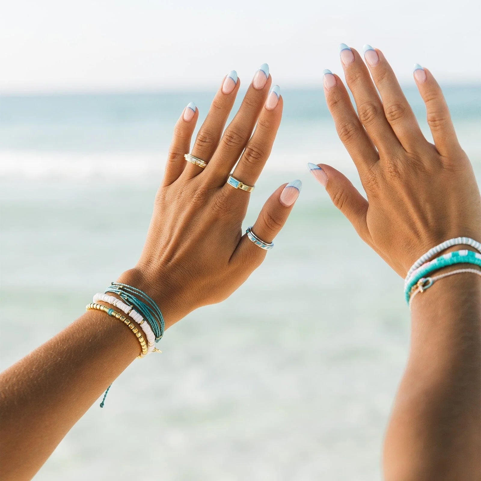 Pura Vida Enamel Wave Fidget Ring SILVER