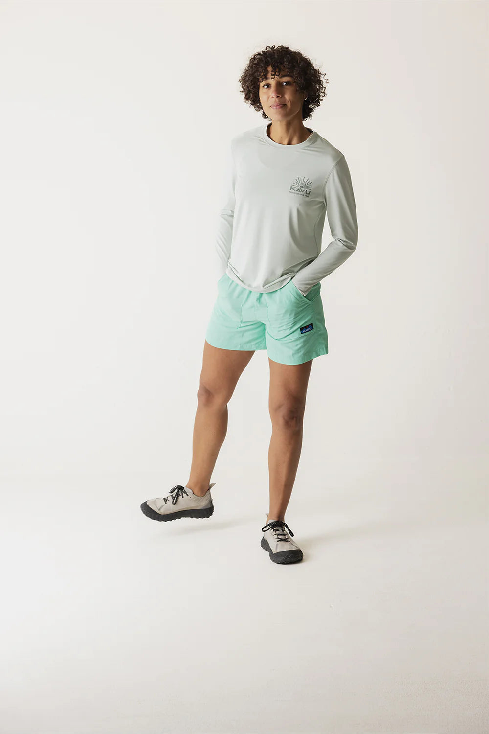 KAVU W LS Sunlite Crew SKY MINT
