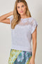 Hem & Thread W Floral Yoke Crochet Top LAVENDER