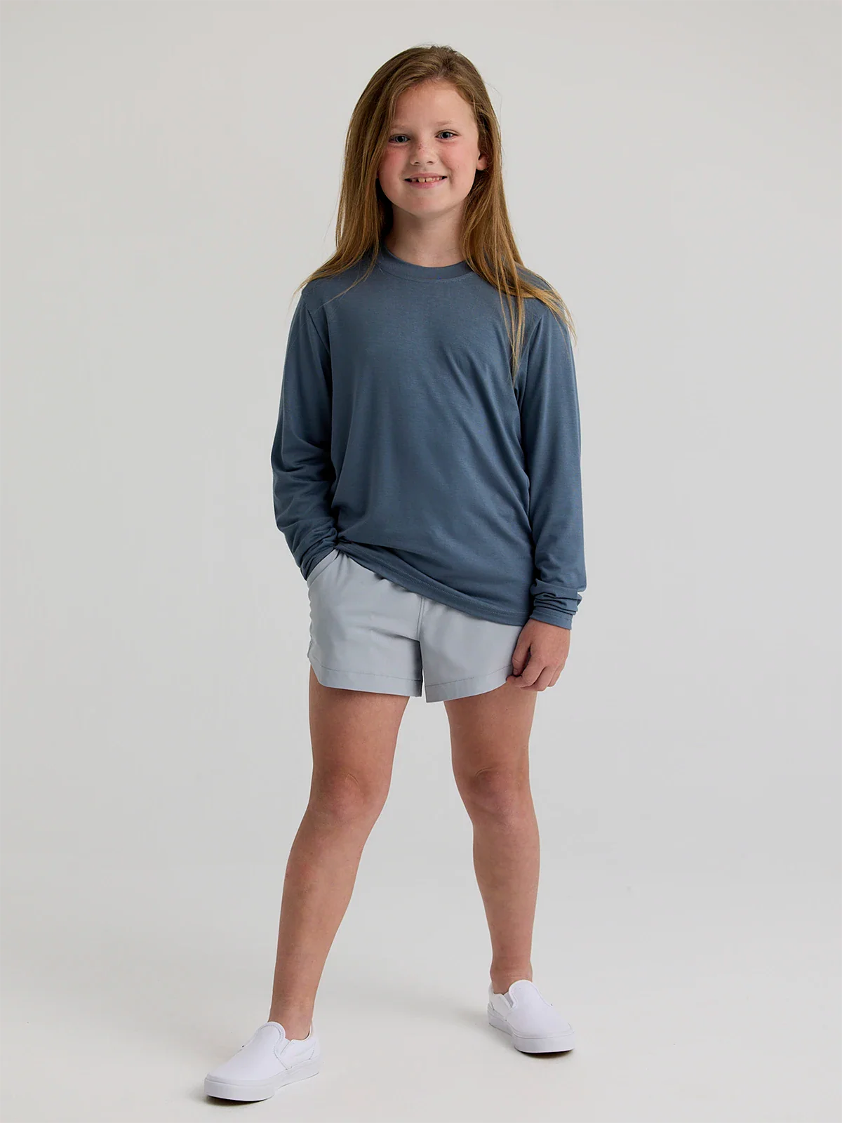 Free Fly Youth LS Bamboo Shade SLATE BLUE