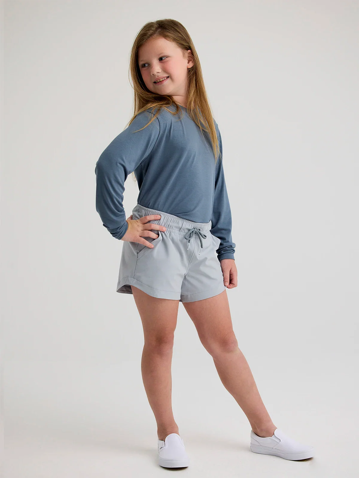 Free Fly Youth LS Bamboo Shade SLATE BLUE