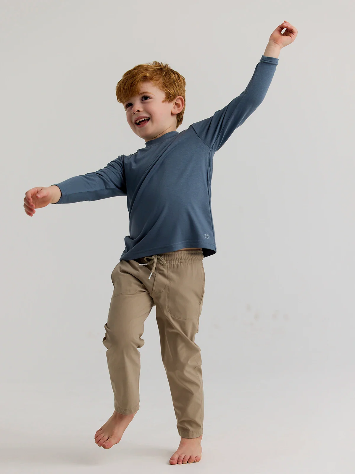 Free Fly Toddler LS Bamboo Shade SLATE BLUE