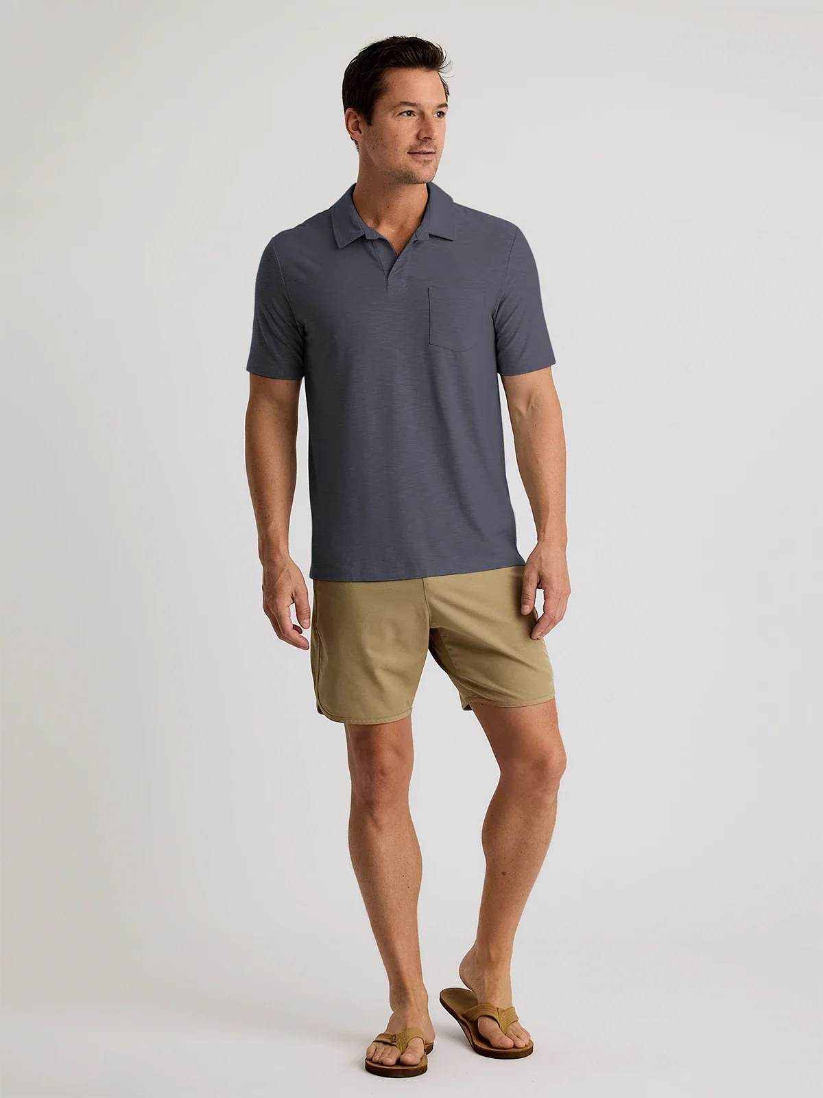 Free Fly M Bamboo Slub Polo II STORM CLOUD