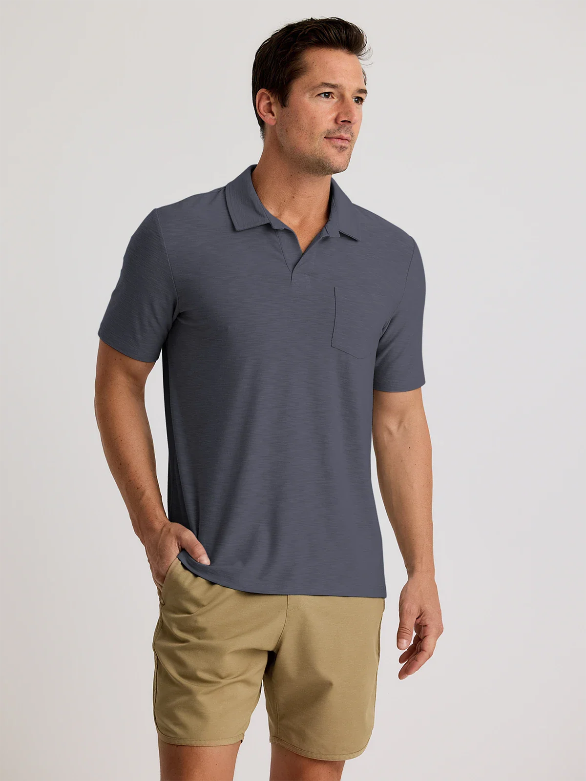 Free Fly M Bamboo Slub Polo II STORM CLOUD