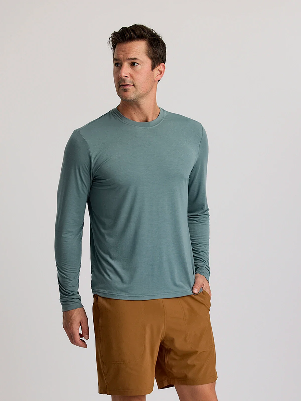 Free Fly M LS Elevate LW Tee STORMY SEAS