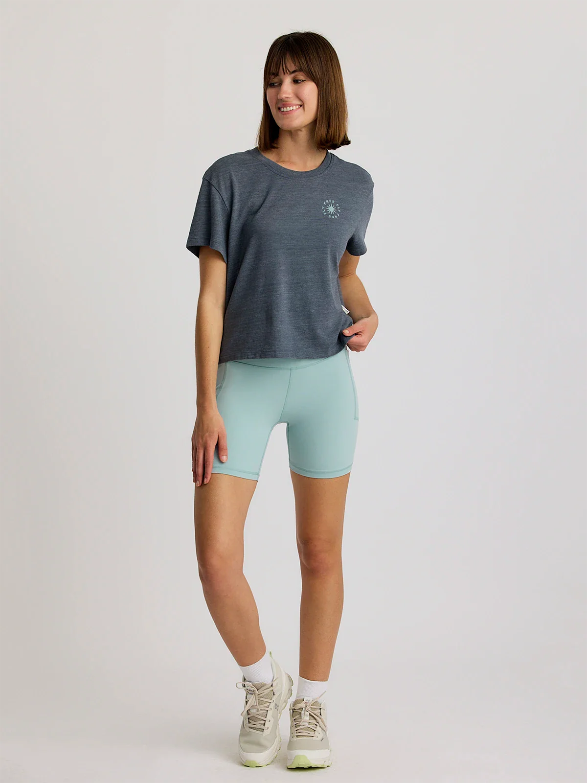 Free Fly W SS Fan & Palm Tee HEATHER STORM CLOUD