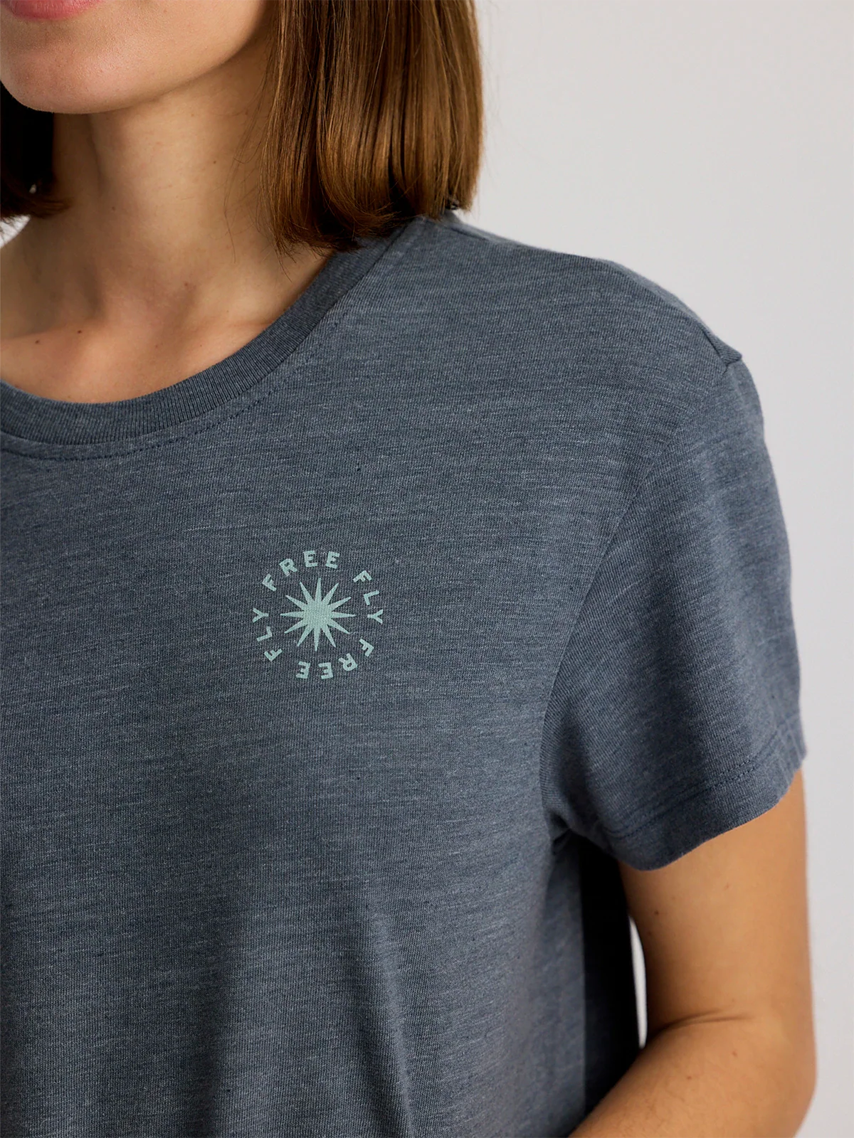 Free Fly W SS Fan & Palm Tee HEATHER STORM CLOUD
