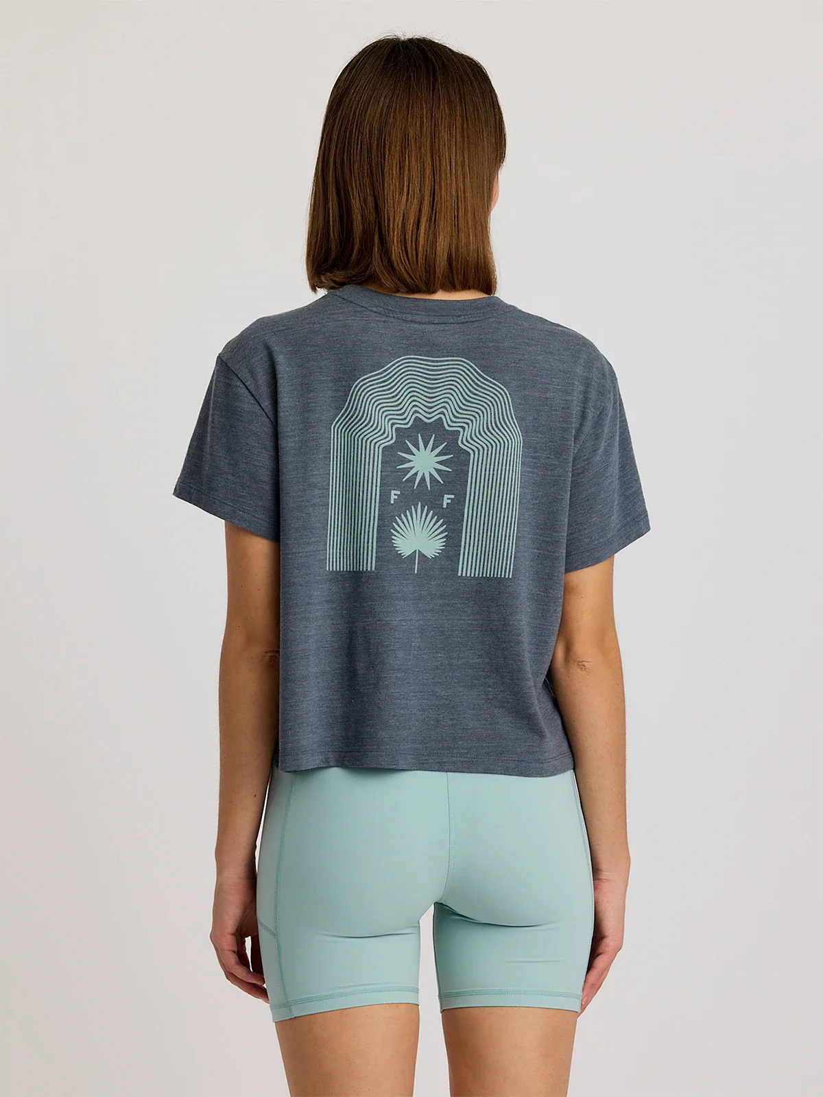 Free Fly W SS Fan & Palm Tee HEATHER STORM CLOUD