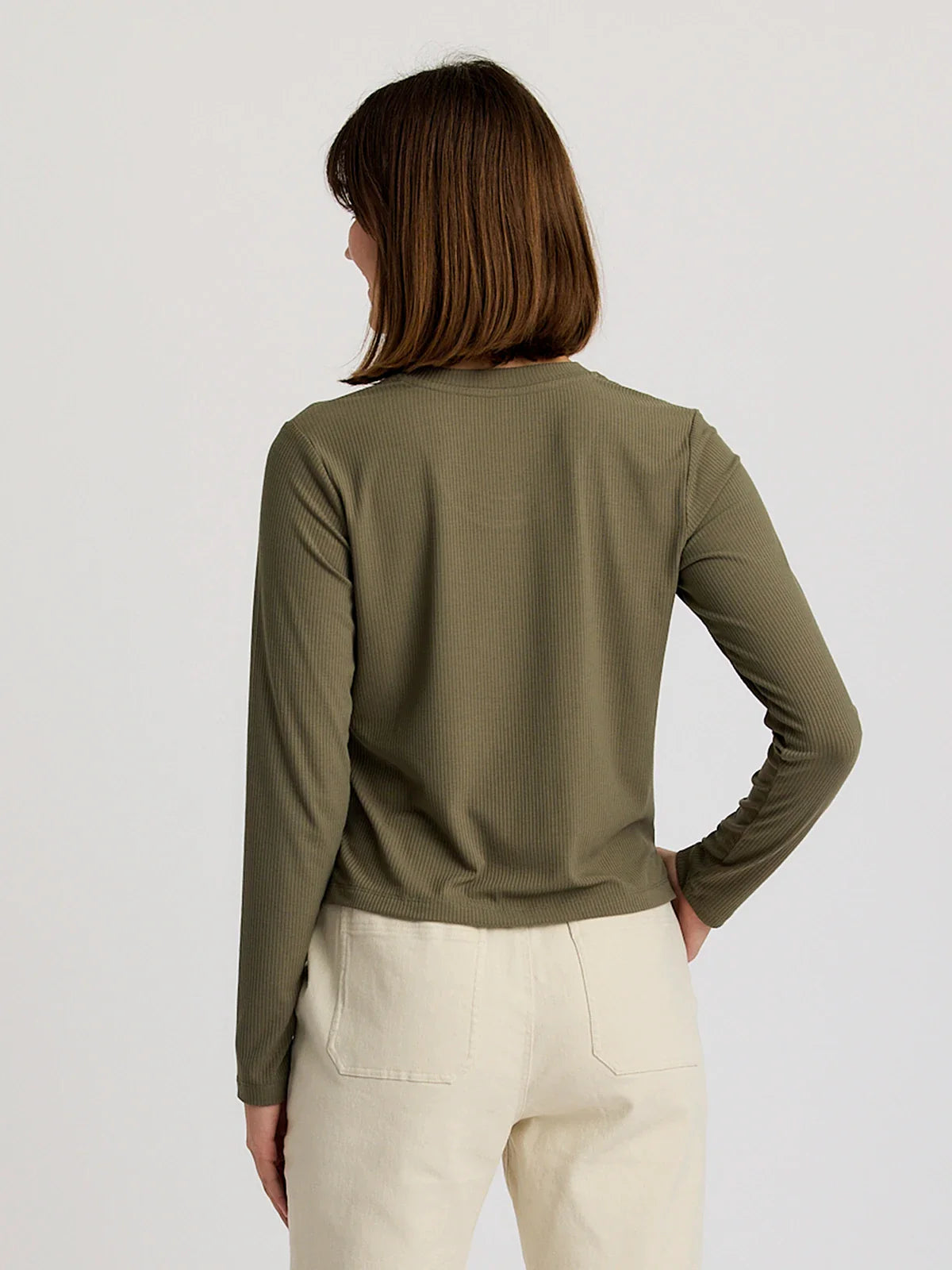 Free Fly  W LS Ribbed Bamboo Top SMOKEY OLIVE