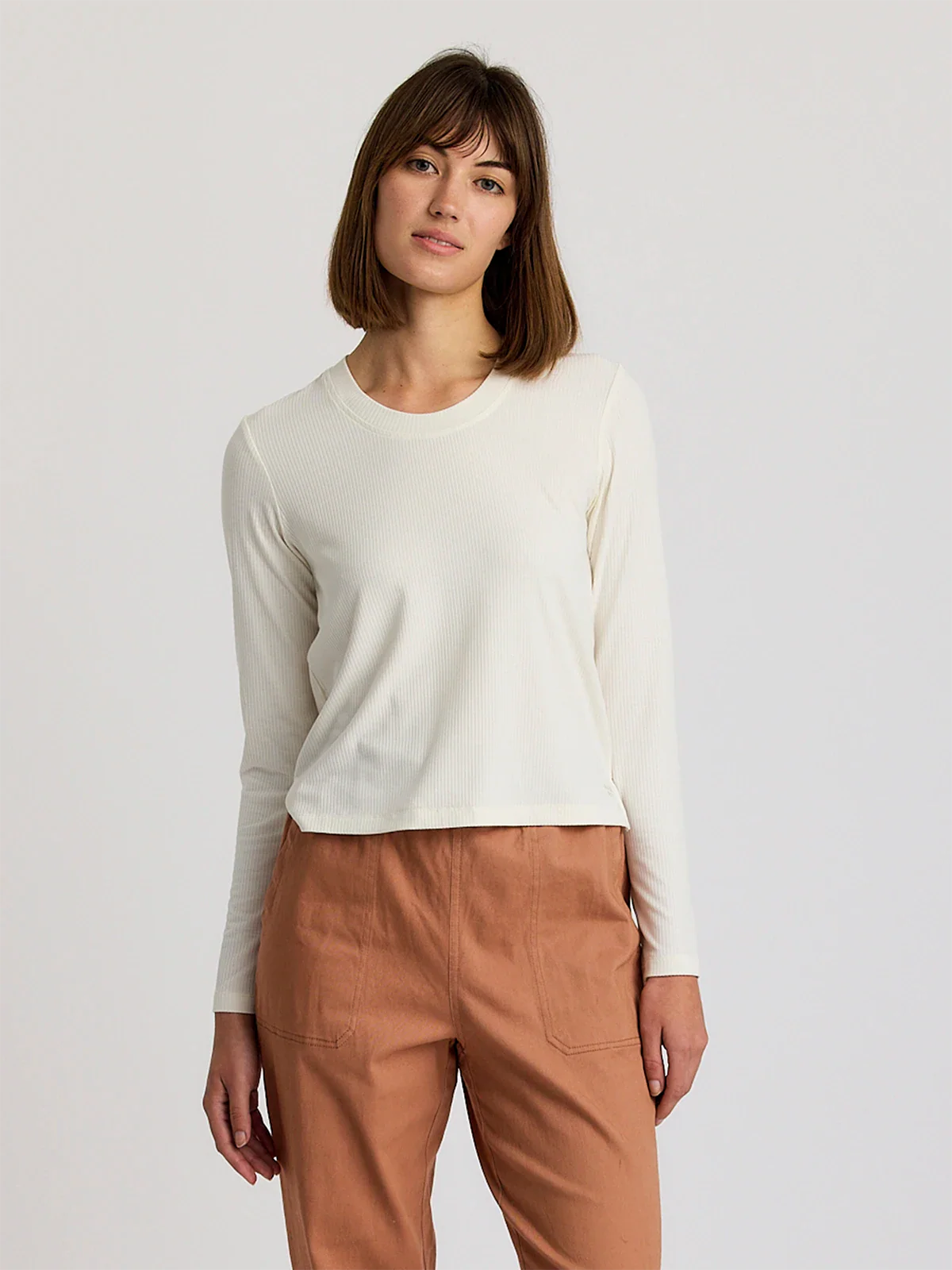 Free Fly  W LS Ribbed Bamboo Tee SEA SALT